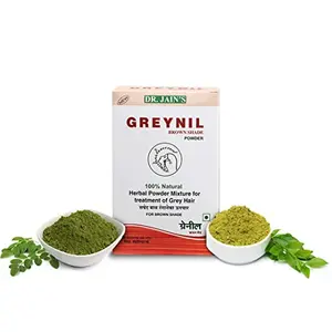 DR . JAIN'S GREYNIL Herbal Hair Color BROWN SHADE POWDER Mixture For Treatment Of Grey Hair for Men & Women Pack of 1 100g
