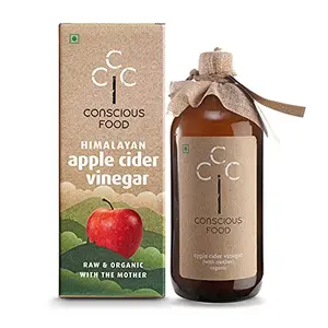 Conscious Food Apple Cider Vinegar with Strand of Mother | Glass Bottle | Organic 100% Pure Raw & Unprocessed | Apple Cider Vinegar - 500ml
