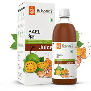 Krishna's Ayurveda Bael Juice | Sugar Free Beal Juice for Healthy Gut Health Bel Swaras with No Added Color or Flavour 1000 ml Pack of 1