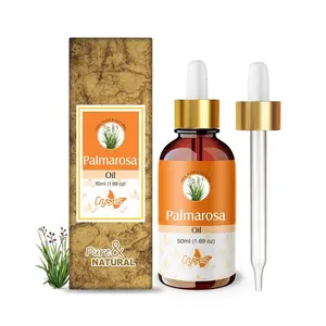 Crysalis Palmarosa (Cymbopogon Martinii) Oil |100% Pure & Natural Undiluted Essential Oil Organic Standard| For Dry Skin Care And Aromatherapy |Aromatherapy Oil|50ml With Dropper