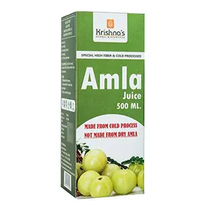 Krishna's Herbal & Ayurveda Premium Amla High Fibre Juice | Natural Immunity Booster | Rich in Vitamin C- 500 ml (Pack of 1)