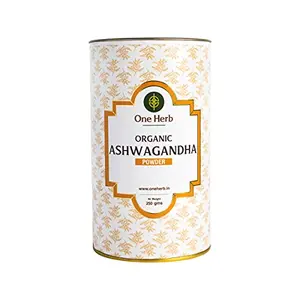 One Herb - Organic Ashwagandha Powder 250g Indian Ginseng for Vitality Natural Adaptogen Increases Muscle Mass & Strength