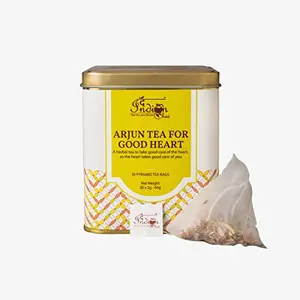 The Indian Chai - Arjun Tea for Good Heart 30 Pyramid Tea Bags with Arjun Bark Ashwagandha Bhahmi Shankhpushpi for Cholesterol Blood Pressure Herbal Tea