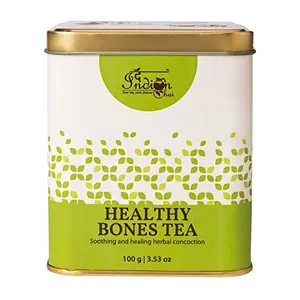 The Indian Chai Healthy Bones Tea 100g with Horsetail Dandelion Leaf and Flower Hadjod Leaf Galangal Root etc. for Bone Health Boosts Collagen Production Herbal Tea