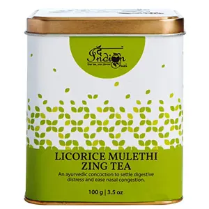 The Indian Chai - Licorice Mulethi Zing Ayurvedic Tea 100g with Spearmint for Immunity Sore Throat and Stress