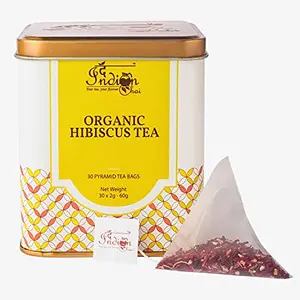 The Indian Chai - Organic Hibiscus Tea 30 Pyramid Tea Bags | Herbal Tisane | Reduces Blood Sugar
