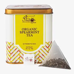 The Indian Chai - Spearmint Tea 30 Pyramid Tea Bags Organic Herbal Tea for Stress PCOD and PCOS