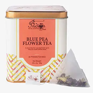The Indian Chai - Blue Pea Flower Tea 30 Pyramid Tea Bags for Improving Eyesight & Good for Hair & Skin