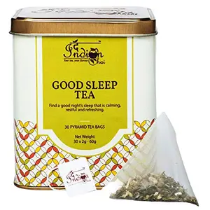 The Indian Chai - Good Sleep Tea 30 Pyramid Tea Bags with Chamomile Ashwagandha Gotu Kola & Lavender for Restful Sleep & Insomnia