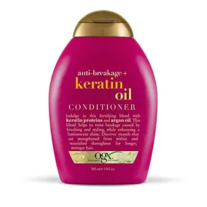 OGX Strength & Length Keratin Oil Conditioner | With Keratin Proteins & Argan Oil For Damaged hair & Split Ends Sulfate Free Surfactants No Parabens 385 ml