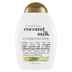 OGX Nourishing + Coconut Milk Moisturizing Conditioner for Strong & Healthy Hair with Coconut Milk Coconut Oil & Egg White Protein Paraben-Free Sulfate-Free Surfactants 385 ml