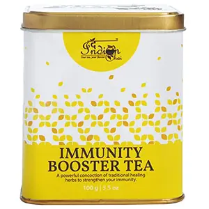 The Indian Chai - Immunity Booster Tea 100g with Giloy Ashwagandha Brahmi Orange Peel Basil etc for Best Defense to Cold Cough & Stress Strengthens Immune System Great for Families.