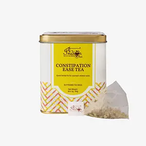 The Indian Chai Constipation Ease Tea 30 Pyramid Tea Bags with Senna Leaves Ajwain Black Salt Hing etc for Easy Bowel Digestion and Bloating Herbal Tea
