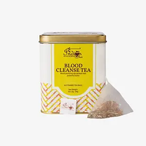 The Indian Chai Blood Cleanse Tea 30 Pyramid Tea Bags with Manjistha Dandelion Flower Yarrow Red Clover Amla etc. for Detox Purifying Blood Natural Cleanser Herbal Tea