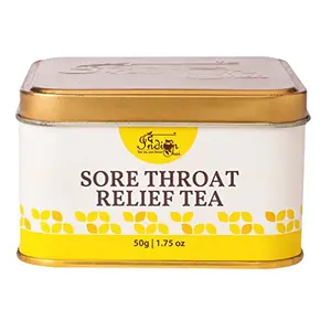 The Indian Chai Sore Throat Relief Tea 50g with Echinacea Leaves Eucalyptus Leaf Mullein Leaf Yarrow Flower etc Helps Relieve Cough & Cold Lung Congestion Herbal Tea