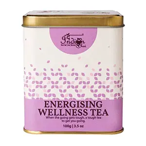 The Indian Chai Energising Wellness Tea 100g with Yerba Mate Ashwagandha Ginkgo Biloba Panax Ginseng Nettle etc. for Energy Focus Digestion and Weight Loss Herbal Tea