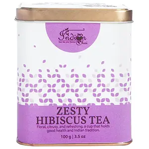 The Indian Chai Zesty Hibiscus Tea 100g with Rosehip Lemongrass Orange peel Licorice etc for Immunity Regulates Blood Pressure & Cholesterol Boosts Metabolism