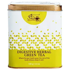 The Indian Chai - Digestive Herbal Green Tea 100g with Chamomile Peppermint Lavender Calendula etc for Detox Weight Loss & Digestion and Good Sleep