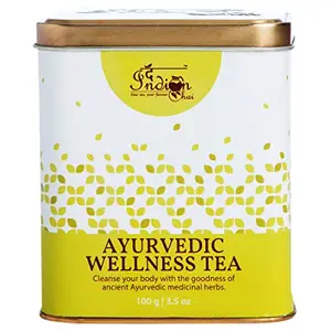 The Indian Chai - Ayurvedic Wellness Tea 100g with Hing Turmeric Ajwain Tulsi etc Herbal Tea for Full Body Detox Helps in Weight Loss and Digestion