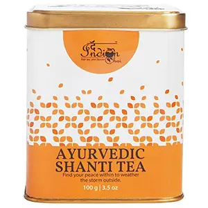 The Indian Chai - Ayurvedic Shanti Tea 100g with Ashwagandha Lavender Rose Petals Brahmi etc for Mental Clarity Reduces Stress Peace Tea