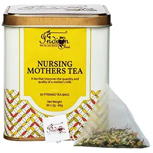 The Indian Chai Nursing Mothers Tea 30 Pyramid Tea Bags - Caffeine Free Herbal Tea for Healthy Lactation - with Fenugreek Milk Thistle Shatavari & More for Breastfeeding!