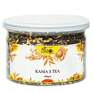 The Indian Chai - Kama S Tea 100g with Jasmine Rose Ashwagandha Lavender Mulethi etc for Anxiety Assam Masala Chai