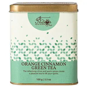 The Indian Chai - Orange Cinnamon Green Tea 100g with Orange Peel Cinnamon and Cloves for Cholesterol Immunity and Healthy Heart.