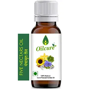 Oilcure Five Nectar Oil | 5 Seed Oil | 500 ml | Cold Pressed | Coriander Sunflower Pumpkin Black Sesame & Flax Seed Oil