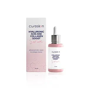 CureSkin Hyaluronic Acid & Collagen Boost Serum 10ml | For All Skin Types of Men & Women | Helps Reverse Skin Damage & Fights Skin Ageing | Works Gently On Your Skin & Heals and Hydrates Your Skin