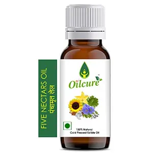 Oilcure Five Nectars Oil | Cold Pressed Coriander Sunflower Pumpkin Black Sesame & Flax Seed Oil - 100 ml