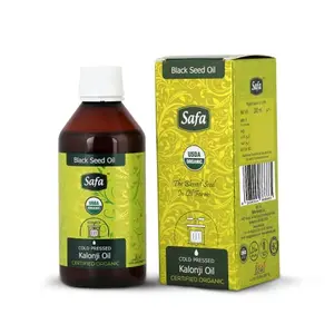 Safa Kalonji Oil Organic Cold Pressed Pure Black Seed Oil | Rich in Omega 36 & 9 Essential Fatty Acids | Promotes Immunity Hair Skin & Overall Health | Nigella sativa Black Cumin Seed Oil | 200 ml
