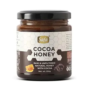 Safa Choco Spread Cocoa Honey | 100% Pure Natural | Healthy Breakfast Choco spread for Nurturing Growing Children and Adults | Organic Unheated Honey Spread with No Added Sugar or Preservatives 250g