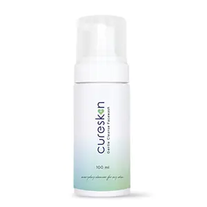 CureSkin Gentle Cleanse Face Wash 100ml Foam Pack | For All Skin Types of Men & Women | Glycerin Glycolic Acid AHA Aloe Vera | Improves Skin Texture & Hydrates Skin | Paraben Free Sulphate Free