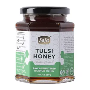 Safa Tulsi Honey | Organic Honey Raw Unprocessed Holy Basil Honey | 100% Pure Natural Honey Unfiltered | Immunity Boosters for Adults & Nurturing Children | Raw Unpasteurized for Maximum Potency 350g