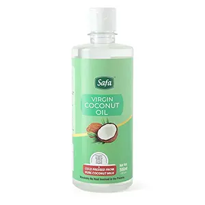 Safa Virgin Coconut Oil Cold Pressed from Coconut Milk | for Healthy Skin & Hair Baby Massage Oil Pulling Dietary & Cooking | Extra Virgin Edible Vegan Keto VCO Oil Pure & Natural Taste 500 ml