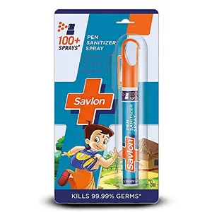 Savlon Chota Bheem Pen Sanitizer Spray for Hands- 9ml Kills 99.99% Germs 100+ Sprays Easy to Carry