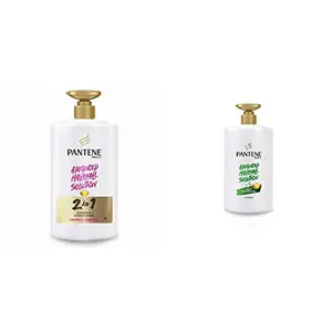 Pantene Advanced Hairfall Solution 2in1 Anti-Hairfall Shampoo & Conditioner for Women 1L & Pantene Advanced Hairfall Solution Silky Smooth Care Shampoo Pack of 1 1000ML Green