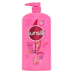 Sunsilk Lusciously Thick & Long Shampoo 1 L With Keratin Yoghut Protein and Macadamia Oil - Thickening Shampoo for Fuller Hair