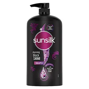 Sunsilk Stunning Black Shine Shampoo 1 L With Amla + Oil & Pearl Protein Gives Shiny Moisturised and Fuller Hair - Paraben Free
