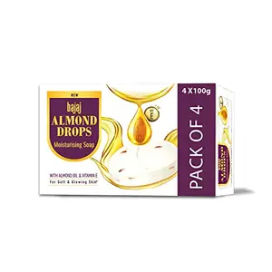 Bajaj Almond Drops Moisturising Soap with Almond Oil and Vitamin E 100gm*4 (400gm)
