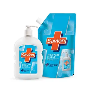 Savlon Moisture Shield Germ Protection Liquid Handwash Refill Pouch-750ml + Savlon Moisture Shield Germ Protection Liquid Handwash Pump-500ml
