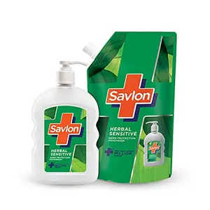 Savlon Herbal Sensitive pH Balanced Liquid Handwash Refill Pouch-750ml + Savlon Herbal Sensitive pH Balanced Liquid Handwash Pump-500ml