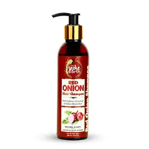 The Indie Earth Red Onion Shampoo with Caffeine Curry Leaf and Indian Alkanet Root Controlling Hair Fall Splitends Promotes Healthy Hair Growth - 200ml Best Onion Shampoo