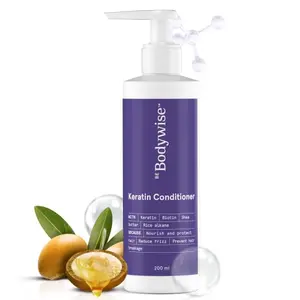 Be Bodywise Keratin Conditioner with Biotin Shea Butter & Rice Alkane | Reduces Frizz Softens Hydrates Deep Nourishes Hair Strands | Paraben & SLS Free 200 Ml