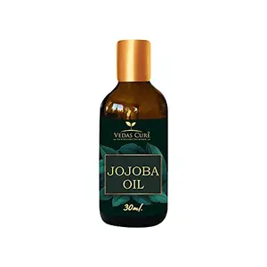 Vedas Cure Jojoba Oil 100% pure & Organic Cold pressed 30 ml (For Hair & Skin care)