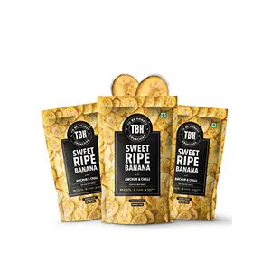 TBH - To Be Honest Banana Chips | Sweet Ripe Banana Chips with Amchur & Chilli | 270 g (Pack of 3 90g Each) |Healthy Snacks Gluten-Free Chips