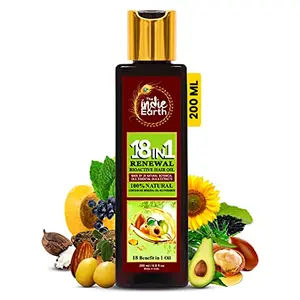 The Indie Earth 18 In1 Renewal BioActive Hair Oil with Virgin Olive Oil & 18+ Natural Herbal Oils and Extracts for All Type of Hair Problem (200 ml/6.76 fl.oz)