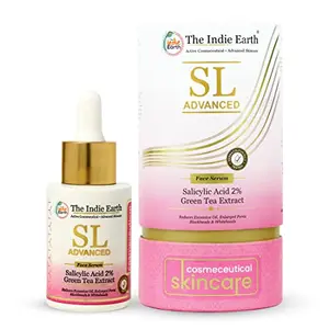 The Indie Earth SL Advanced Salicylic Acid 2% & Green Tea Extract Face Serum| Dermatologically Tested | Face Serum For Acne Blackheads & Open Pores | Reduces Excess Oil & Bumpy Texture | 30 ml