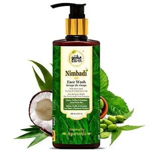 The Indie Earth Nimbadi Face Wash 200 ml - Deep Cleans Purifies & Energizes Pores & Acne-Prone Skin - with Neem Basil French Green Clay Tea Tree Hibiscus & Aloe Vera - Inspired by Ayurveda