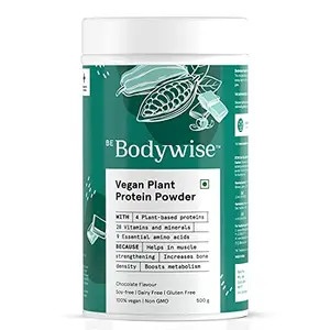 Bodywise Vegan Plant Protein Powder for Women | Made with Pea brown rice moong bean & Whole Algae Protein | Helps Muscle toning & Bone Density Improvement | 100% Vegetarian | Gluten Free | 500 grams